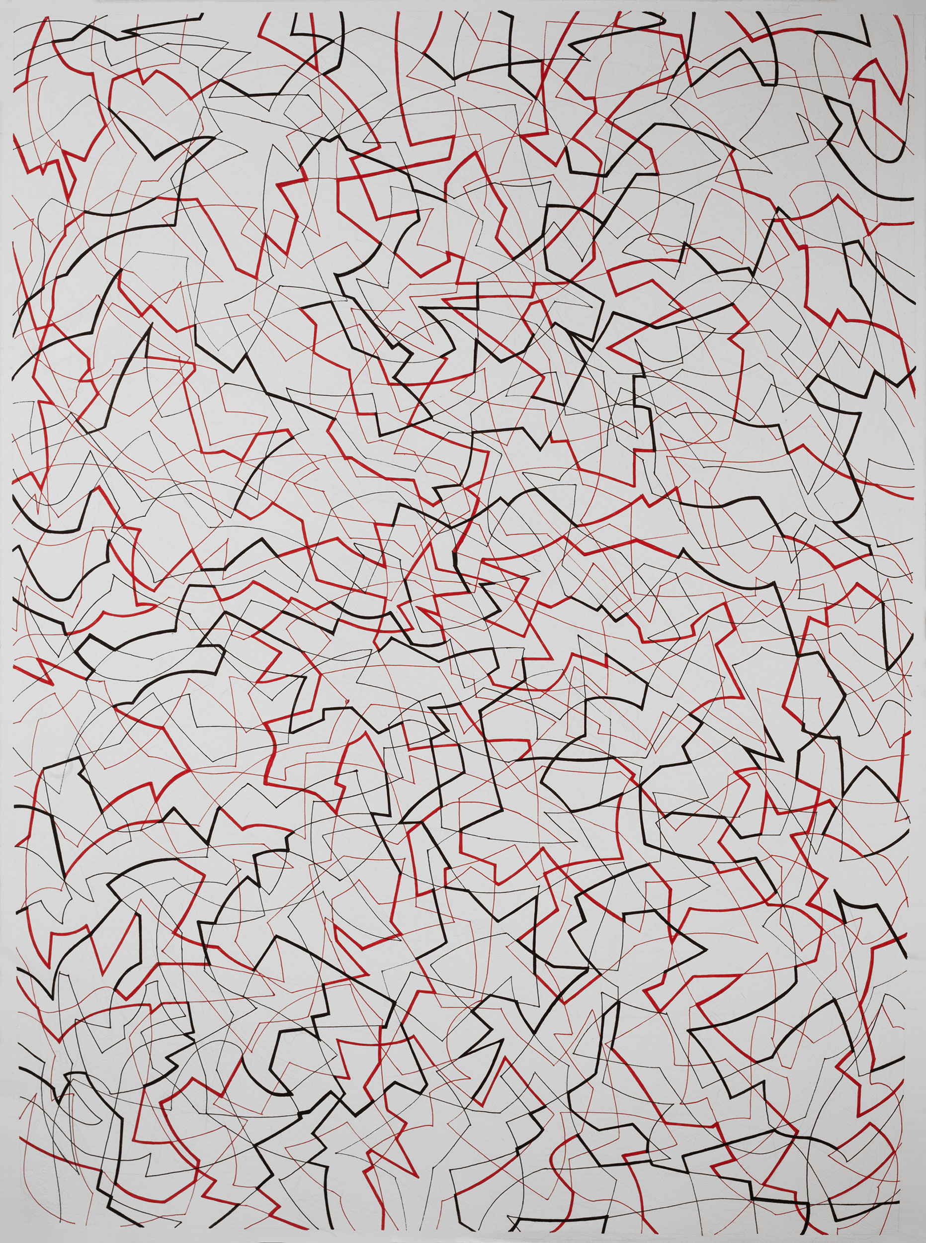 Red and Black 26, 
                an abstract linear pen and ink drawing by artist Nicholas Brown.