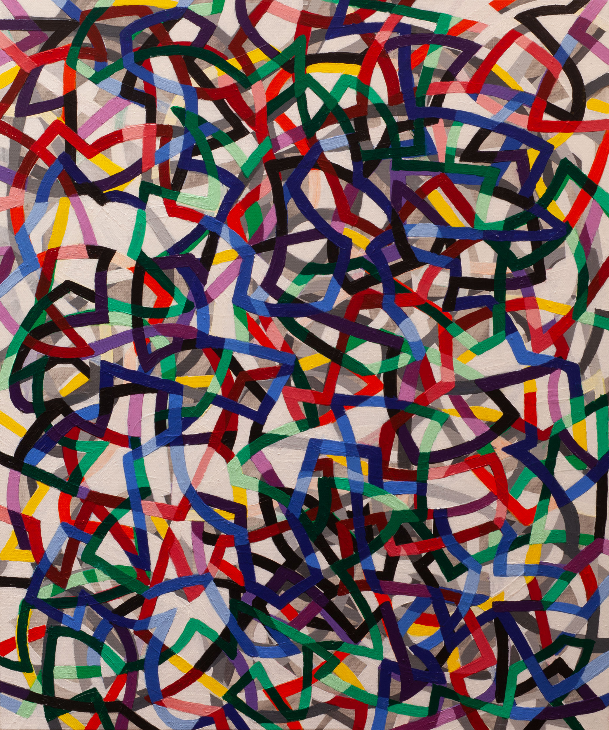 Organic Algorithm 7,
an abstract linear acrylic on canvas painting by artist Nicholas Brown.