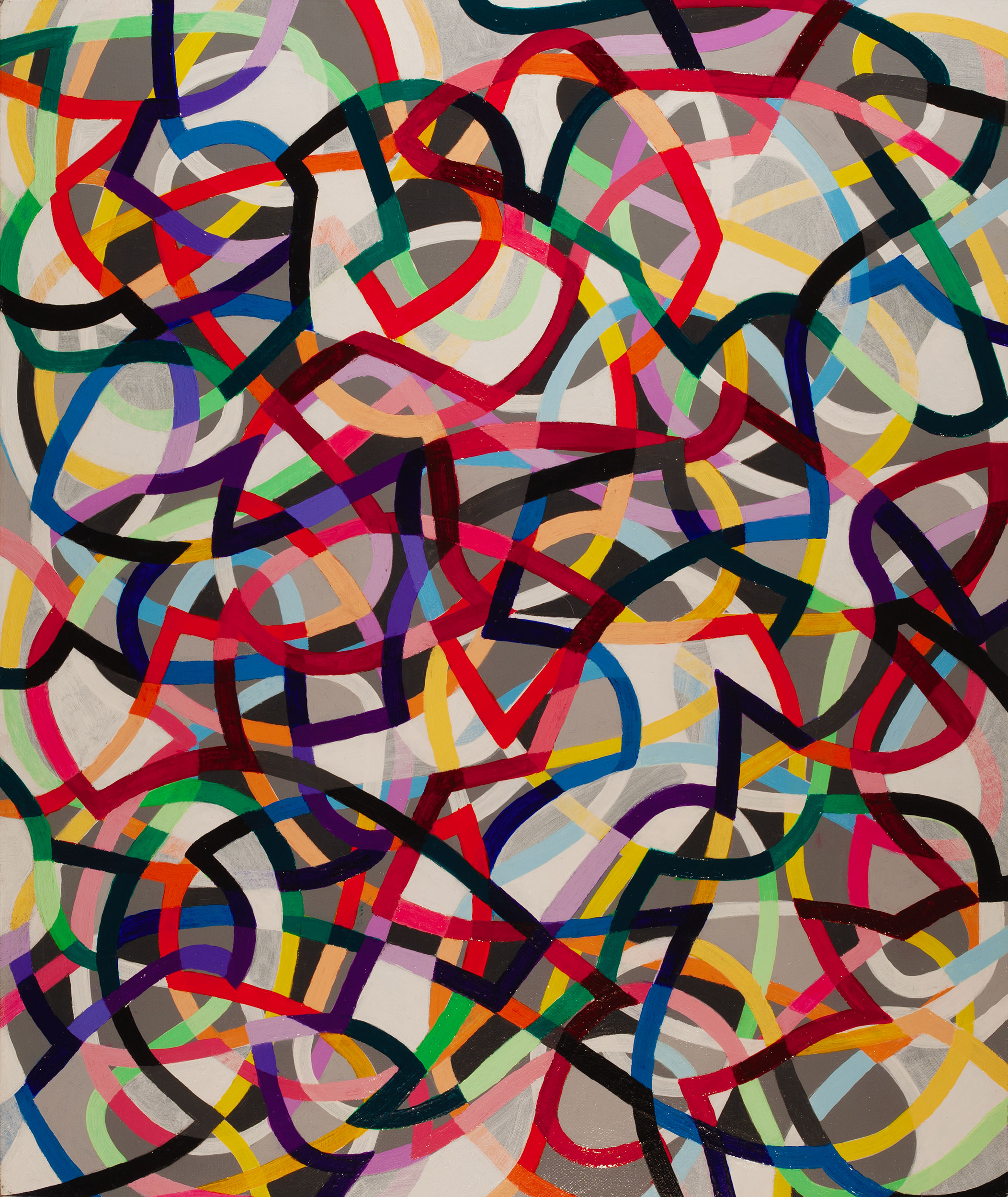 Organic Algorithm 13,
an abstract linear acrylic on canvas painting by artist Nicholas Brown.