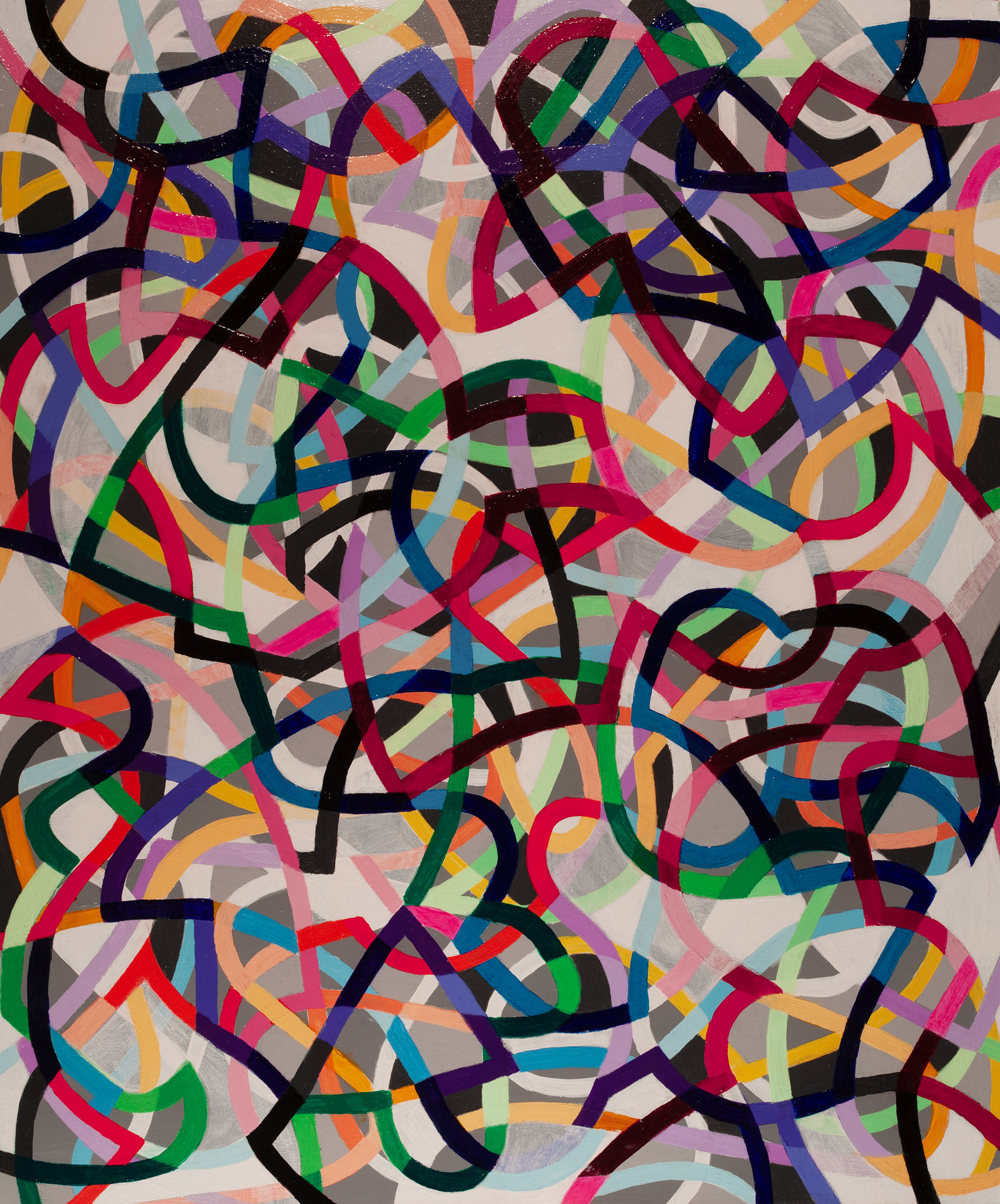 Organic Algorithm 14,
an abstract linear acrylic on canvas painting by artist Nicholas Brown.