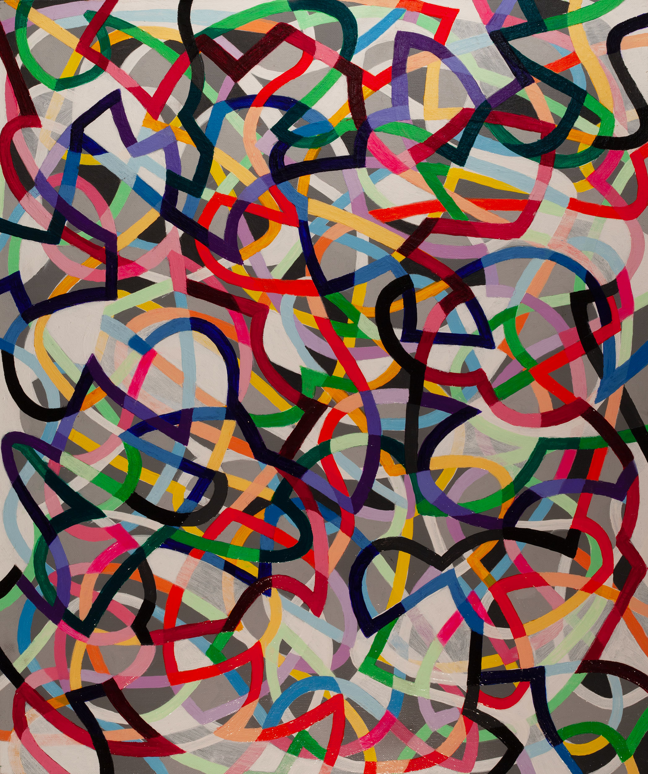Organic Algorithm 15,
an abstract linear acrylic on canvas painting by artist Nicholas Brown.
