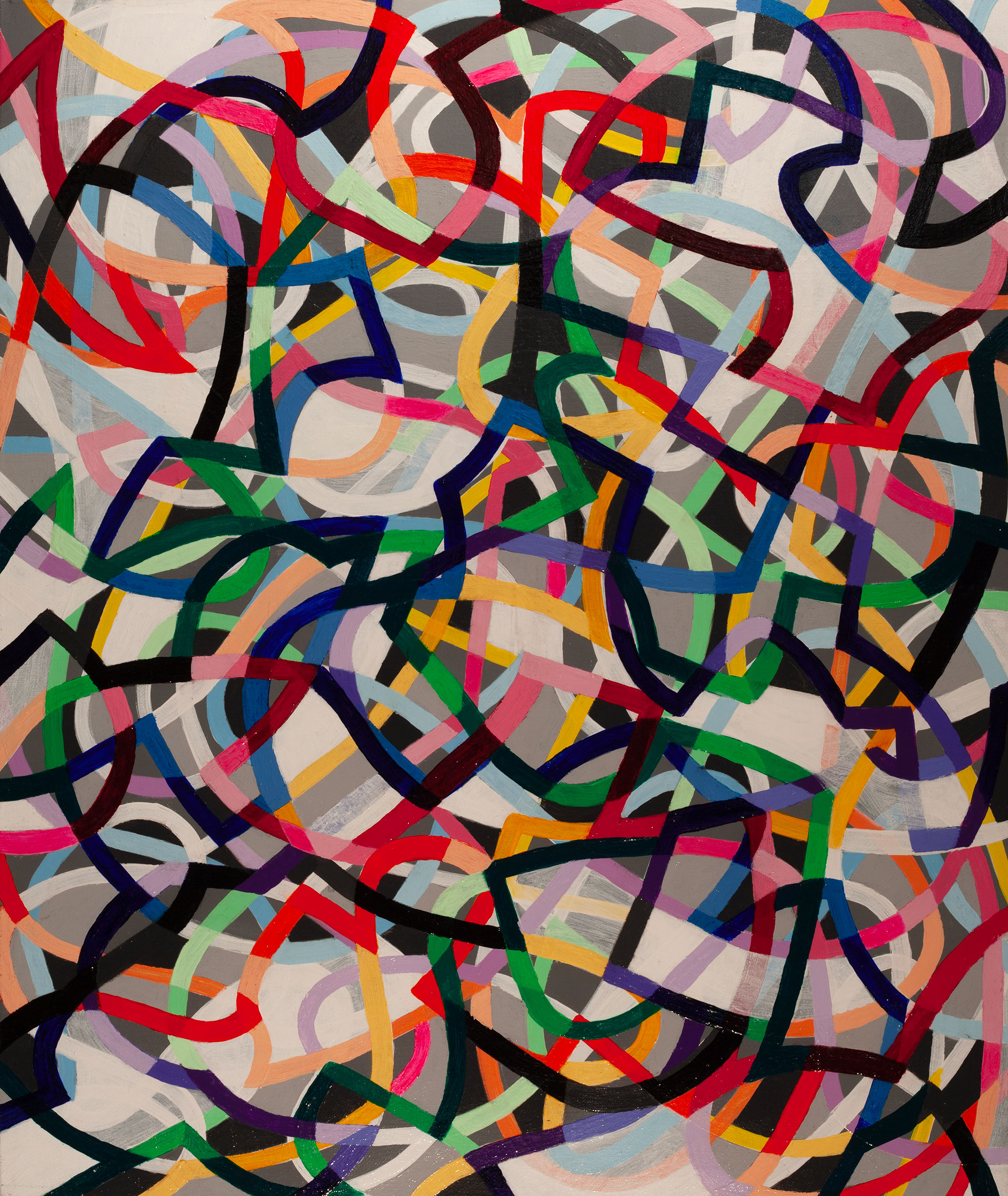 Organic Algorithm 16,
an abstract linear acrylic on canvas painting by artist Nicholas Brown.