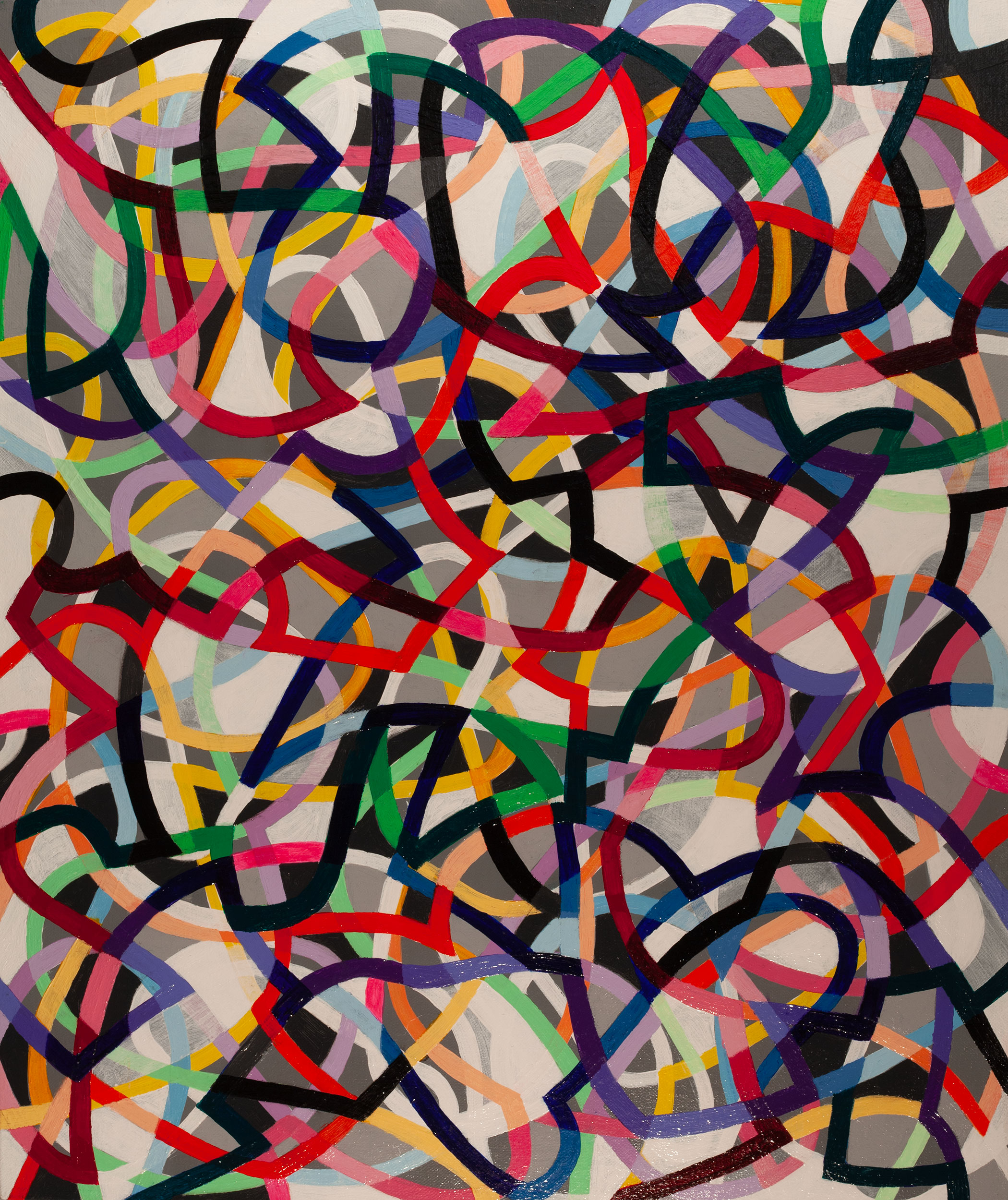 Organic Algorithm 17,
an abstract linear acrylic on canvas painting by artist Nicholas Brown.