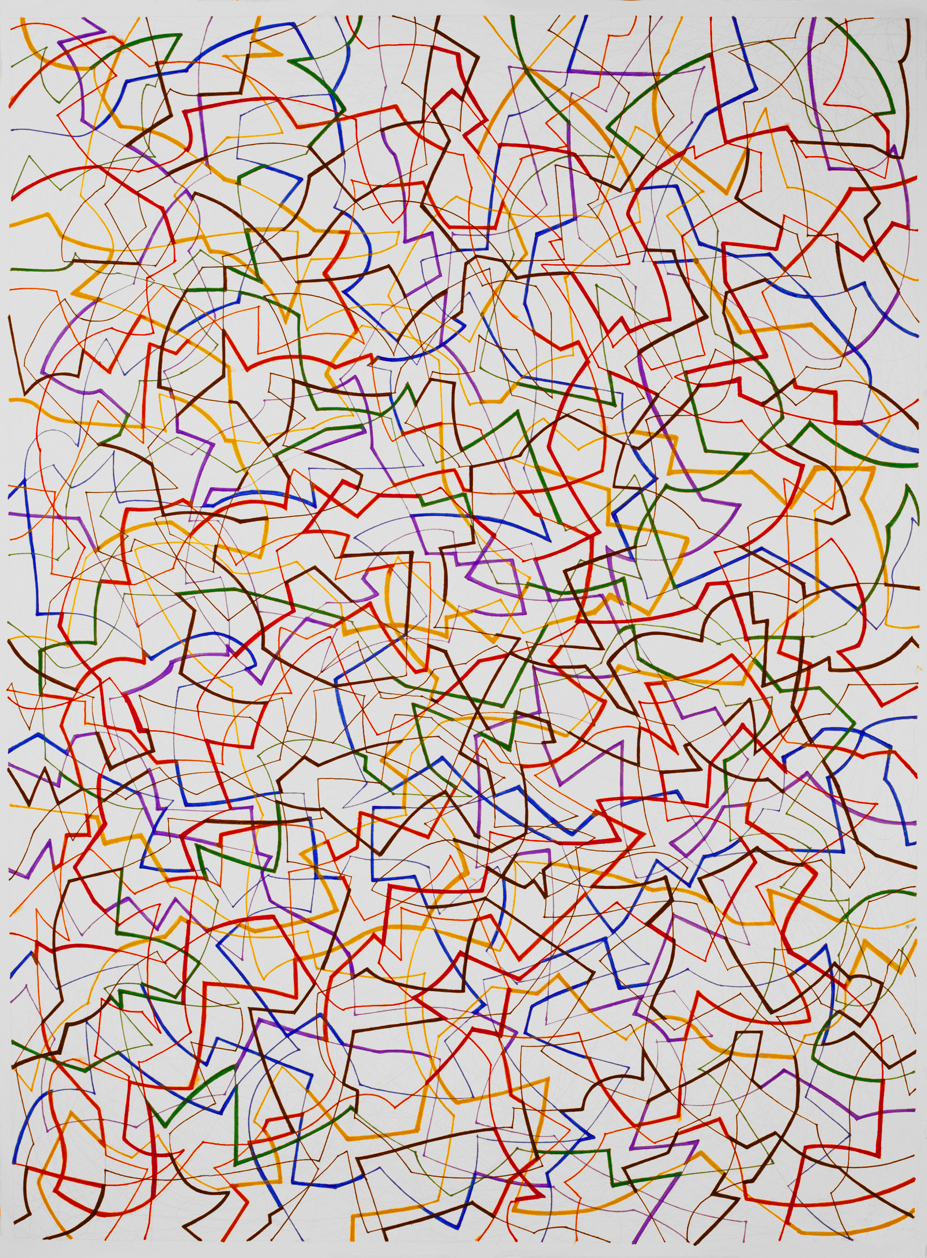 Vibrant Intersections 2,
an abstract linear pen and ink drawing by artist Nicholas Brown.