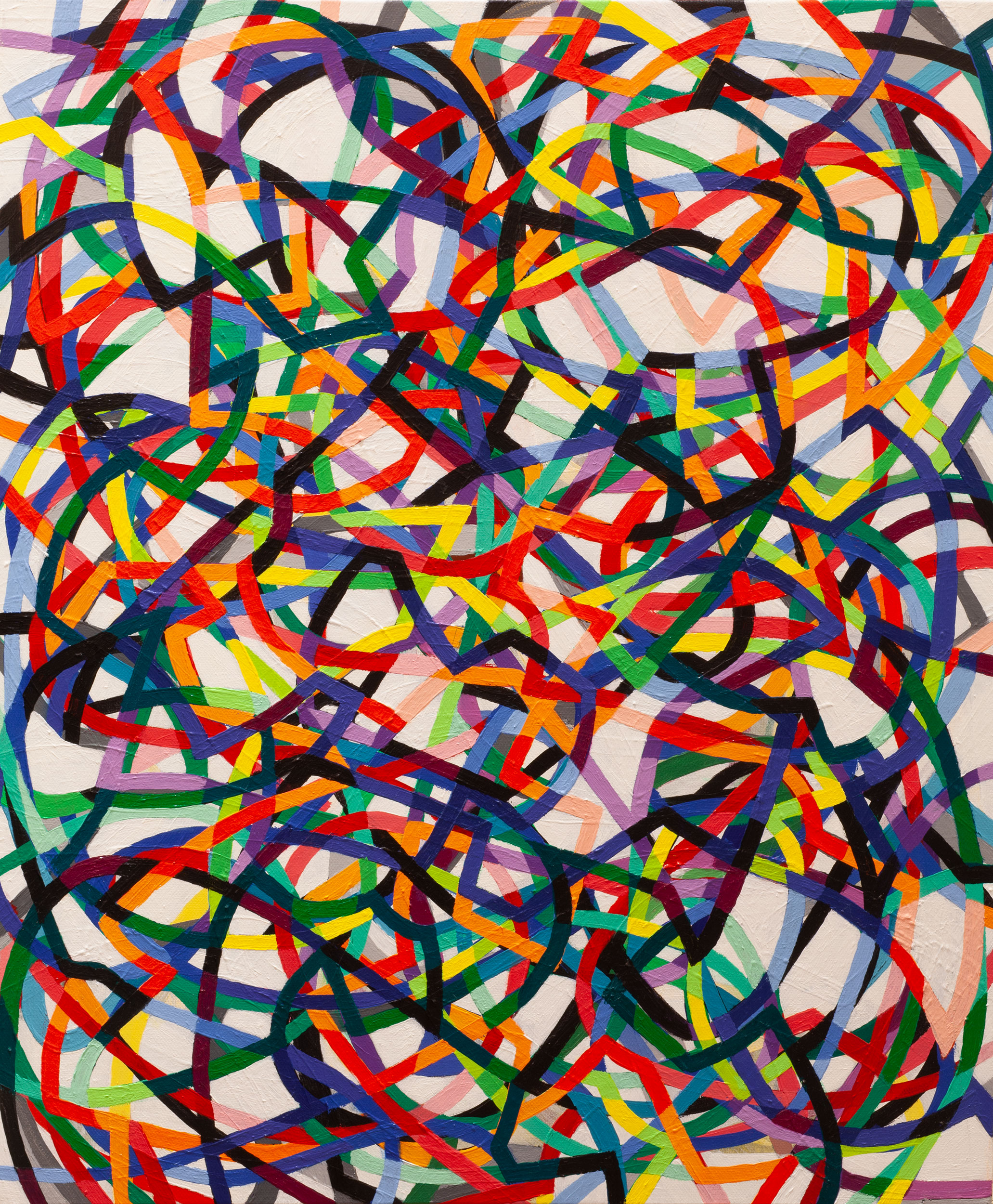 Organic Algorithm 1,
an abstract linear acrylic on canvas painting by artist Nicholas Brown.