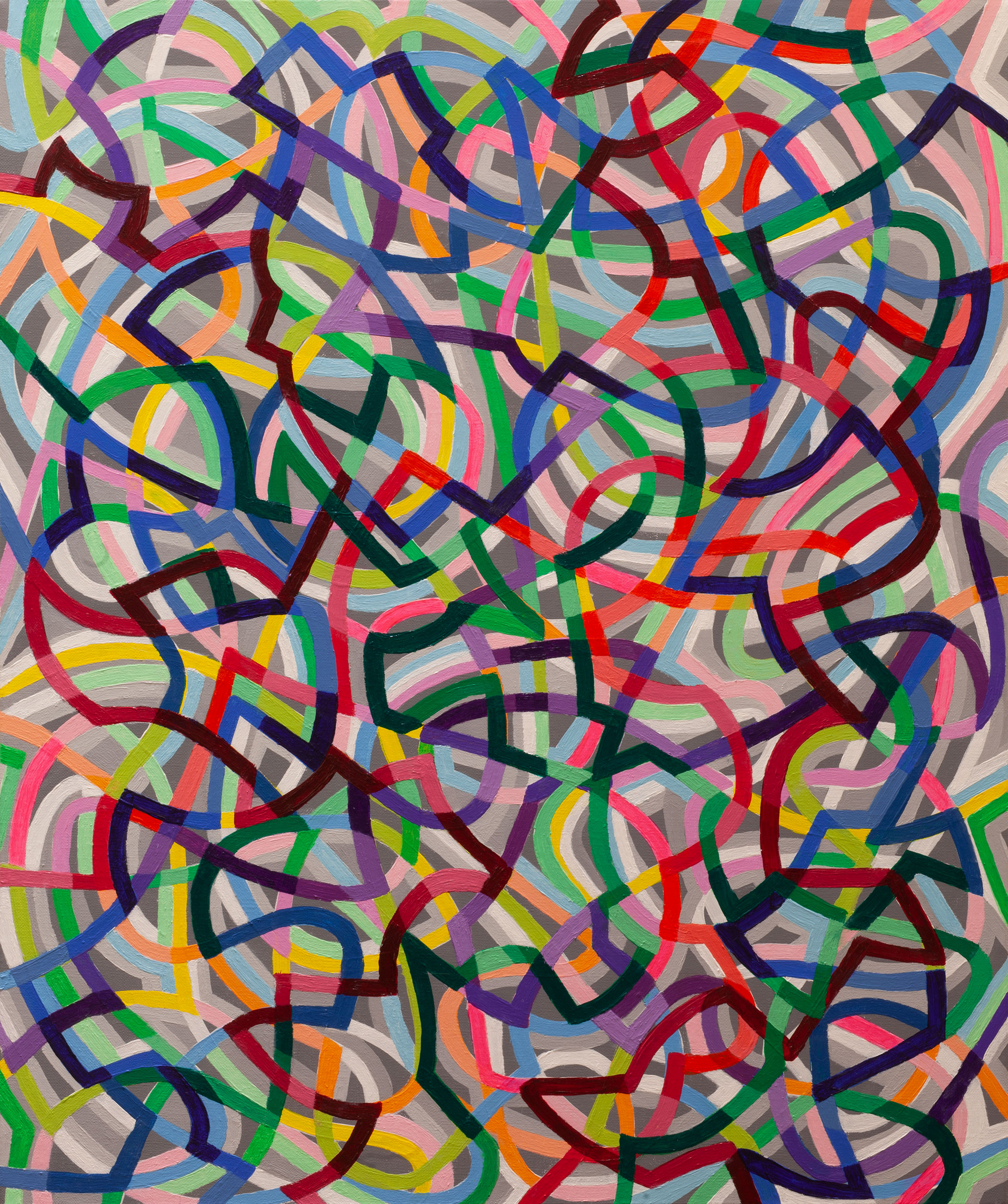 Organic Algorithm 5,
an abstract linear acrylic on canvas painting by artist Nicholas Brown.