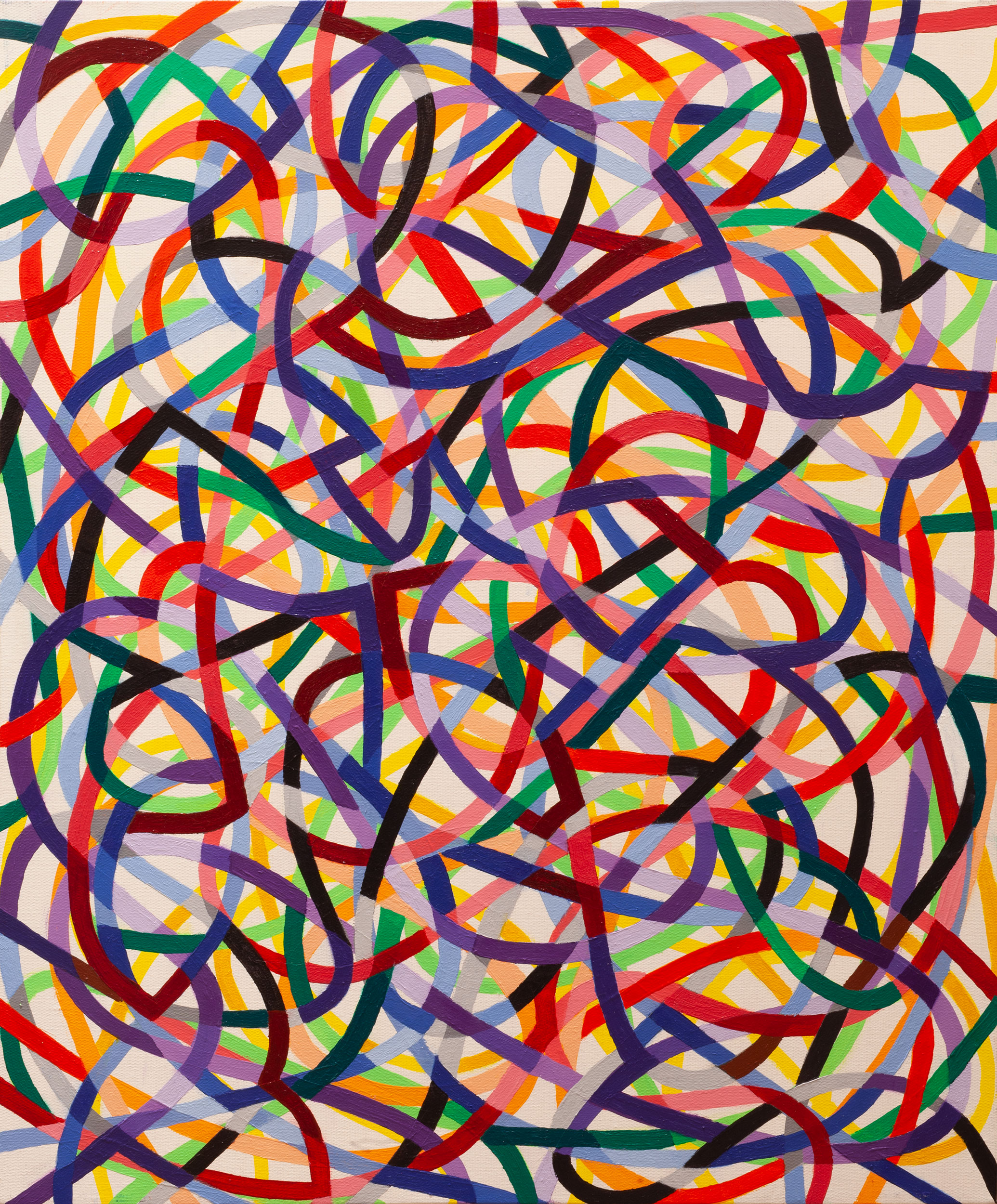 Organic Algorithm 6,
an abstract linear acrylic on canvas painting by artist Nicholas Brown.