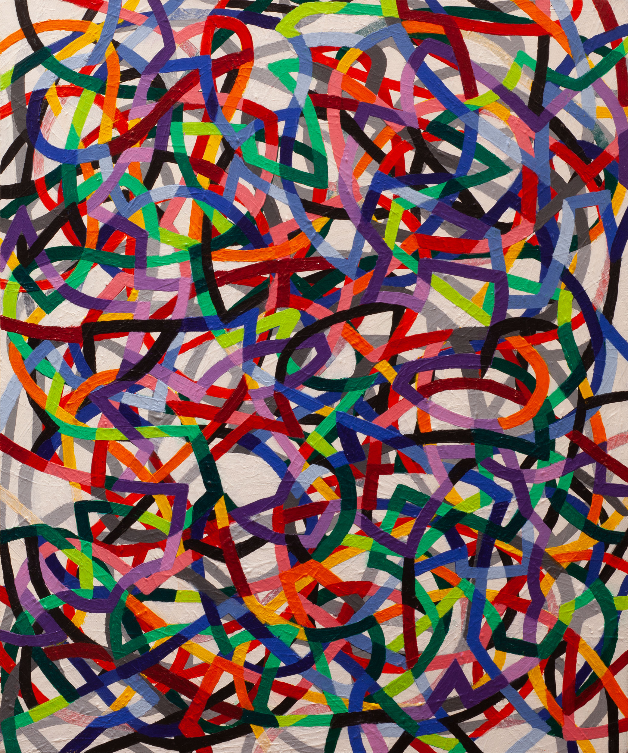 Organic Algorithm 8,
an abstract linear acrylic on canvas painting by artist Nicholas Brown.