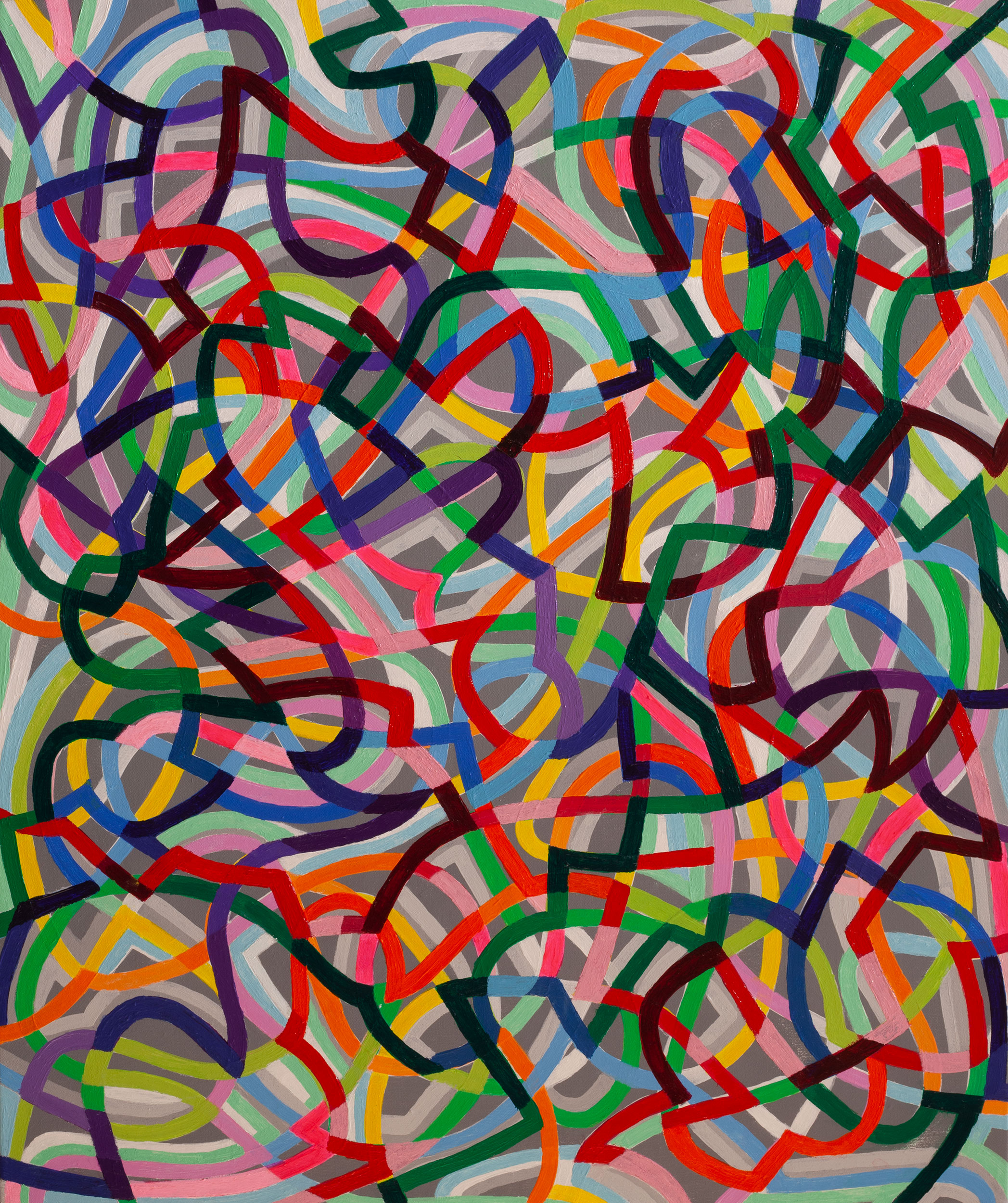 Organic Algorithm 12,
an abstract linear acrylic on canvas painting by artist Nicholas Brown.